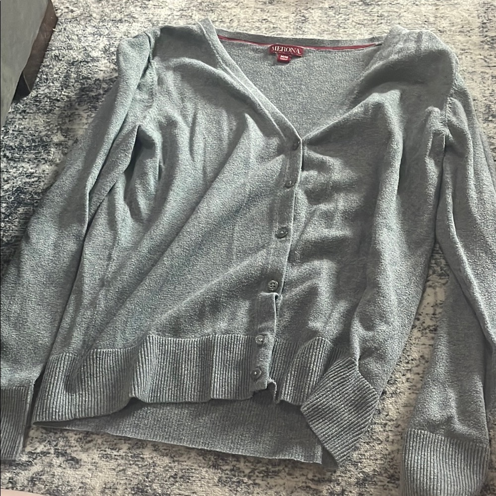 Merona Women's Light Gray Button-Up Cardigan